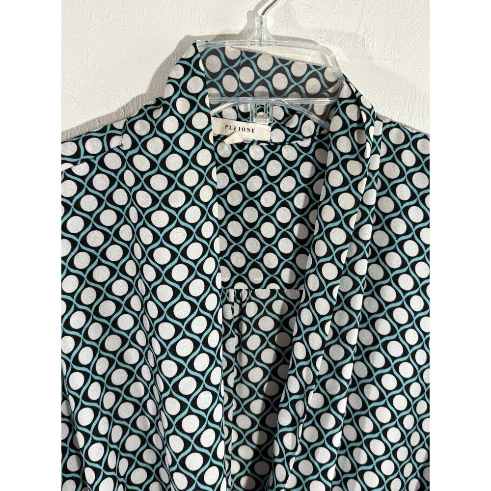 Anthropologie Pleione Faux Wrap Blouse Black Bubble Abstract CrossCross Petite S